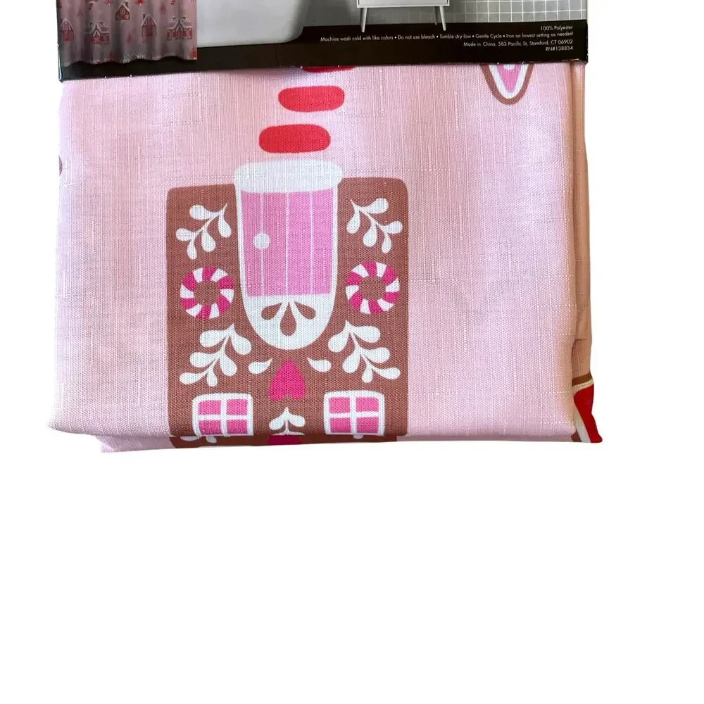 Christmas GINGERBREAD HOUSE Shower Curtain 72x72 Pinkmas Holiday Glam NEW